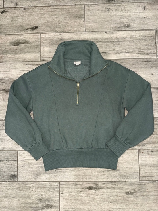 a new day Tops - a new day Women's Half-Zip Pullover Sweatshirt in Slate Green with Gold Zipper